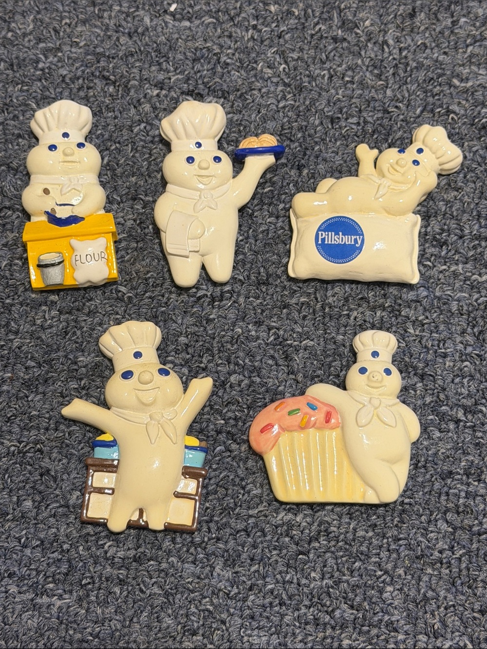 Pillsbury Doughboy Ceramic Magnet Set - Cream and Blue